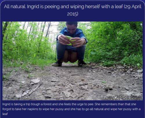 All natural. Ingrid is peeing and wiping herself with a leaf [FullHD, 1080p] [Love2piss.com] - Pissing