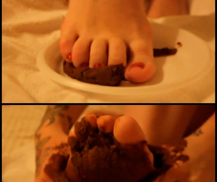 Melania - My sweet shitty feet and nasty footjob (Shitting, Big pile, Scat)  [FullHD 1080p]