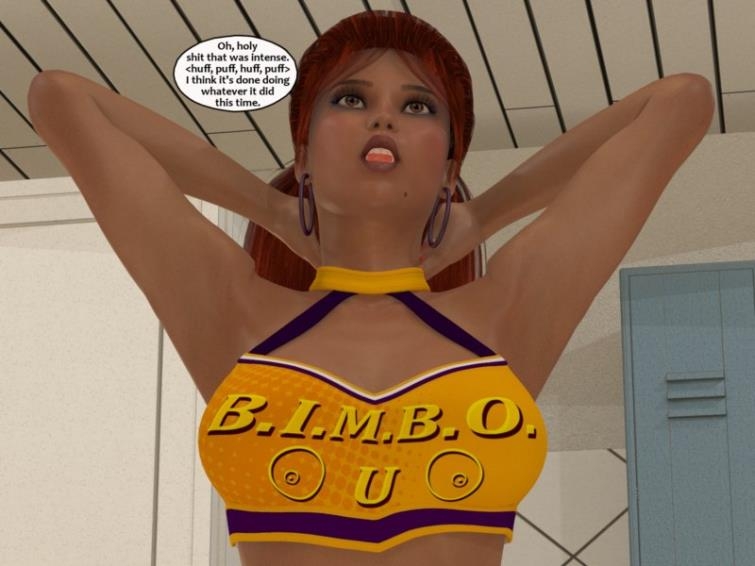 Giantess and breast expansion fetish in Bimbo Cheerleader - Part 1 art by Phoenyxx [88  pages]